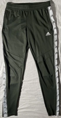 Adidas Mens Athletic Joggers Size Small Dark Green White Stripe Logo Ankle Zip - Image 1 of 4