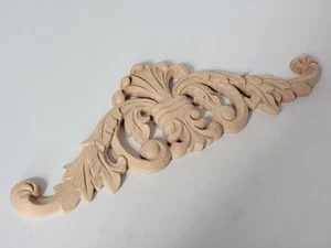 12 Inch Decorative Wooden Applique Maple Wood Carved Onlay Ornamental Decor - Picture 1 of 6