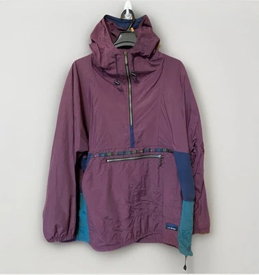 Chaqueta cortavientos LL Bean Aztec Anorak de colección para hombre talla 2XL / XXL alta púrpura años 90 Foto 1 de 4