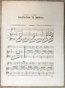STRAKOSCH "SALUDO DE JENNY LIND A AMÉRICA" 1850 PARTITURAS EN MUY BUEN ESTADO+ - Imagen 1 de 1