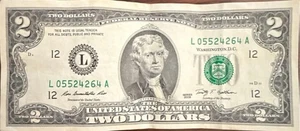 $2 Green Seal Federal Reserve Note 2009 L05524264A - Picture 1 of 2
