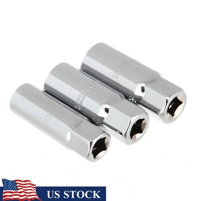3 Piece Spark Plug Socket Set Chrome Vanadium Steel Deep 3/8 Drive Durable Tools - Image 1 of 4