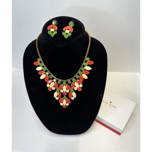 Kate Spade orange grün Statement Latz Halskette Ohrringe Set Hoco Dance y2k - Bild 1 von 3