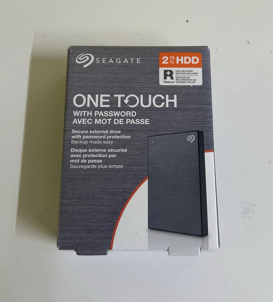 Genuine Seagate One Touch with Password Portable Hard Drive 2TB Grey