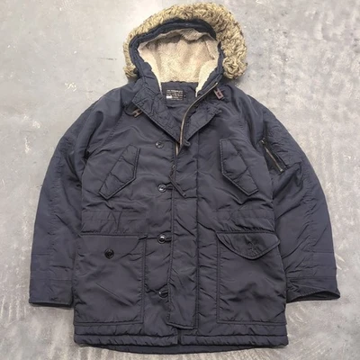 J экипажа трубки N3B военного зимняя парка куртка поле пальто меха темно-синий мужской средний - Изображение 1 из 4