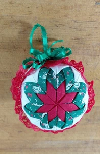 Steppaufnäher Weihnachtskugel. Handarbeit. Faltstern. - Bild 1 von 3