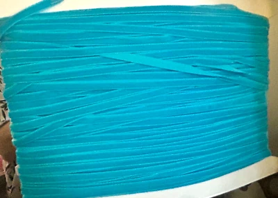 vintage 1/4" turquoise blue velvet ribbon 3yds made in Switzerland - Image 1 of 2