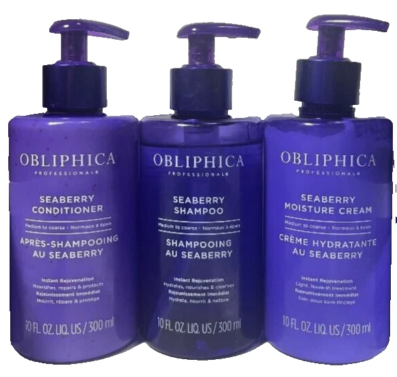 3 pc Combo Obliphica Seaberry Shampoo Conditioner and Moisture Cream 10 oz ea - Image 1 of 1