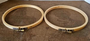 2 Wood Embroidery Needle Point Quilting Hoops Rims Rings Taiwan ROC Round 7" - Picture 1 of 4
