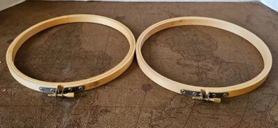 2 Wood Embroidery Needle Point Quilting Hoops Rims Rings Taiwan ROC Round 7" - Image 1 of 4