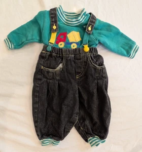 Vintage Little Miracles Truck Shirt Overall dunkelblau Poly Baumwolle 3-6M - Bild 1 von 13