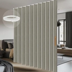 100% Blackout Accordion Room Divider Curtains - with Flexible Ceiling Track  - Picture 1 of 7