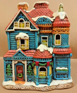 Vintage Lefton 1987 Colonial Village "House Of Blue Gables" 06337  W/ light - Picture 1 of 10