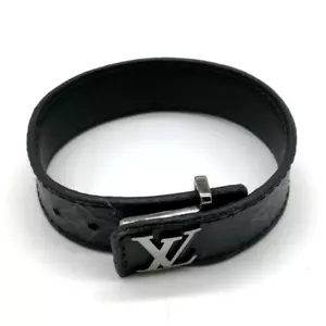 Louis Vuitton Monogram Eclipse LV Slim Armreif Armband Schwarz Größe 19 M6456 - Bild 1 von 7