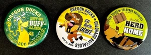 COLORADO FOOTBALL 2014 - 2021 THREE (3) BUFFALOES vs OREGON DUCKS GAME BUTTONS - Picture 1 of 1