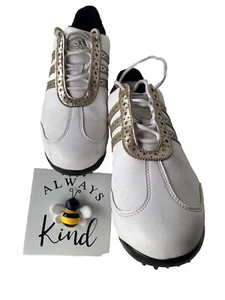 Adidas White Metallic Golf Shoes Womens Size 9 Soft Spikes Fit Foam Insoles NEW - Picture 1 of 4