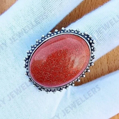 Sunstone Oval Gemstone Ring, 925 Sterling Silver Ring, Antique Handmade Ring - Image 1 of 4