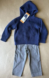 DKNY Boys 2 Piece Chenille Sweater and Pant Set Size 2T - Blue and Gray - Picture 1 of 3