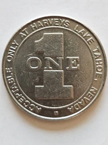 Harvey's Resort Hotel Casino $1 Slot Token South Lake Tahoe NV Nevada 1988 - Picture 1 of 3