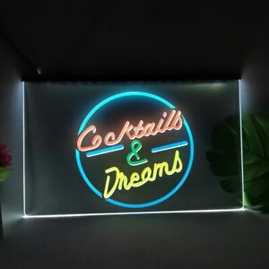 Cocktails Dreams LED Neon Sign Light Wall Art Lamp Beer Home Bar Man Cave Décor