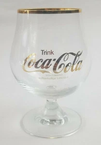 Coca-Cola Glass Shutzmarke Koffeinhaltige Limonade Gold Rim and Letters German - Picture 1 of 3