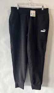 Puma Men’s Black Fleece Cotton Joggers Size L - Picture 1 of 8