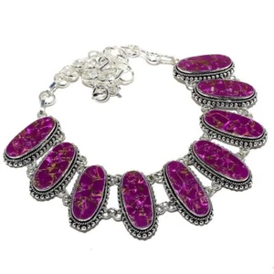 Copper Purple Turquoise Gemstone 925 Sterling Silver Necklace 18" P142 - Picture 1 of 5