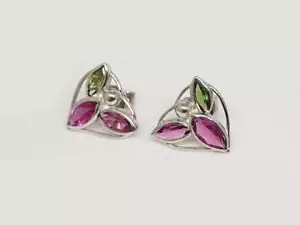 3.10 Ct Tourmaline Stud Earrings Bezel 925 Sterling Silver - Picture 1 of 4