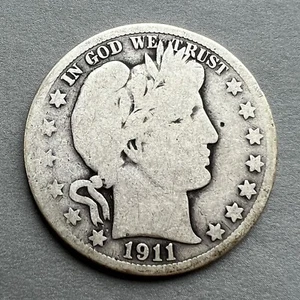 1911 Barber Half Dollar - 90% Silver - High-Quality Great Condition Coin - Picture 1 of 2