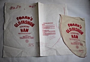 PAIR Vintage Paper / Cloth Bags - FOARD'S COUNTRY HAM, CHARLOTTE NC. 1998 - Picture 1 of 1