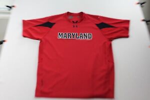 Under Armour Red Tee Shirt Maryland Knit Casual Short Sleeve Size XL