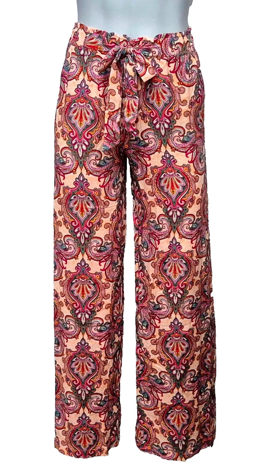 Primark Mujer Precioso Multicolor Estampado Viscosa Pantalones Talla UK - Imagen 1 de 2