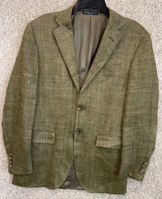 Polo Ralph Lauren Blazer Italy Men 38R Flax Linen Herringbone Sport Coat Jacket  - Image 1 of 4