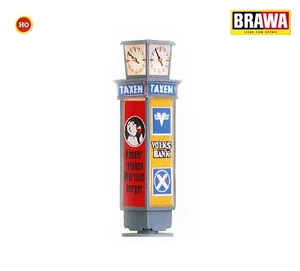 BRAWA 5761 Spur H0 Reklamesäule mit Uhr, beleuchtet, 45 mm hoch - Bild 1 von 1