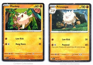 Mankey 106 & Primeape 107 - Paldea Evolved - Cosmos Pokemon Bundle - Picture 1 of 5