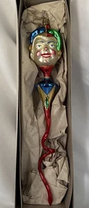 Vntg Jester Swirl Spiral Figural Blown Glass Christmas Ornament Germany - Picture 1 of 15
