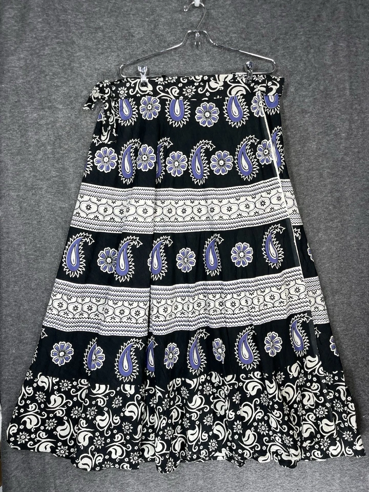 Falda envolvente midi boho hippie hecha a mano talla libre India cachemira algodón floral Foto 1 de 4