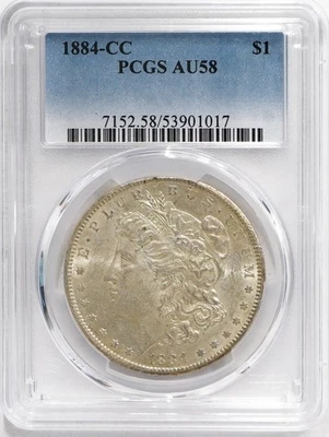 1884 CC Morgan Silver Dollar PCGS AU58 - Image 1 of 4