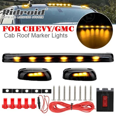 LED Cab Roof Marker Lights Amber For 2007-2021 Chevrolet Silverado 2500HD 3500HD - Image 1 of 4