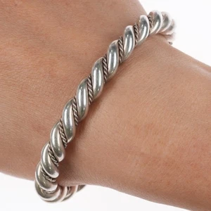 7" Heavy Vintage Navajo sterling silver twisted wire cuff bracelet - Picture 1 of 9