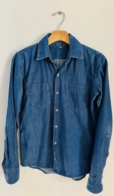 The Row Indigo Blue Denim Button Down Blouse P  Cotton Pockets - Image 1 of 4