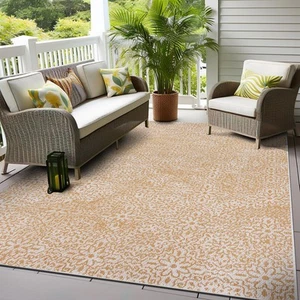 Rugshop Outdoor Rug Modern Flowers Weather Resistant Reversible Outdoorrugs 8x10 - Picture 1 of 10