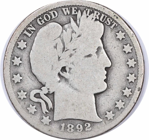1892-S Barber Silver Half Dollar G/AG Uncertified #242 Cover