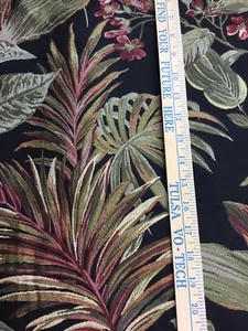 UPHOLSTERY fabric-1Yd 30” X 58” W. Black LARGE Print Earth Tone Floral/leaf - Picture 1 of 3