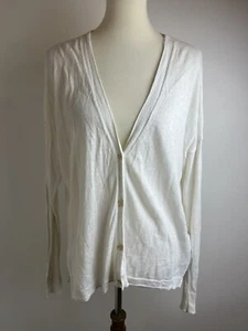 Michael Kors Women’s  White Linen Blend Button Front Cardigan - Picture 1 of 7