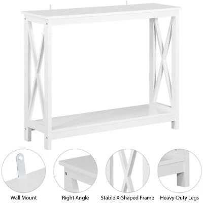 White 39" Console Table Square Wall-mounted Narrow Table for Safer Use  - Image 1 of 4