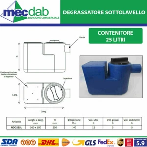 Degrassatore Sottolavello Liscio con Setti Trappola NDD25SL Rototec LLDPE