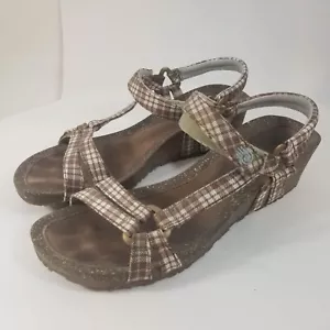 TEVA VENTURA CORK 2 WEDGE 4220 WOMENS PLAID SANDALS SIZE 8.5M STRAPPY - Picture 1 of 11
