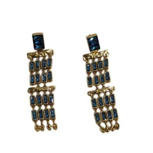 Pendientes colgantes Kendra Scott Jack enchapados en oro cristal verde azulado nuevos con etiquetas $158 - Imagen 1 de 6