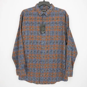 Solaris Men's Long-Sleeve Shirt 2XB Blue Rust Plaid 100% Cotton Lens Cleaner NWT - Picture 1 of 13